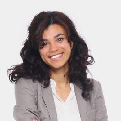 Smiling woman with dark hair